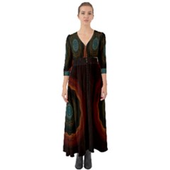 Cosmic Eye Kaleidoscope Art Pattern Button Up Boho Maxi Dress