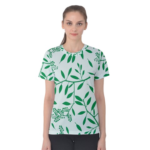 Leaves Foliage Green Wallpaper Women s Cotton Tee by Celenk