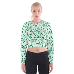 Leaves Foliage Green Wallpaper Cropped Sweatshirt by Celenk