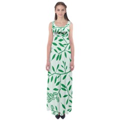 Leaves Foliage Green Wallpaper Empire Waist Maxi Dress by Celenk