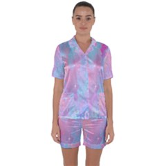 Space Psychedelic Colorful Color Satin Short Sleeve Pyjamas Set by Celenk