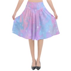 Space Psychedelic Colorful Color Flared Midi Skirt by Celenk