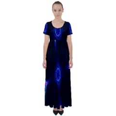 Lightning Kaleidoscope Art Pattern High Waist Short Sleeve Maxi Dress by Celenk