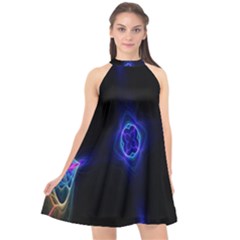 Lightning Kaleidoscope Art Pattern Halter Neckline Chiffon Dress  by Celenk