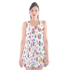 Design Aspect Ratio Abstract Scoop Neck Skater Dress by Celenk