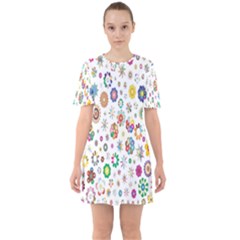 Design Aspect Ratio Abstract Sixties Short Sleeve Mini Dress by Celenk