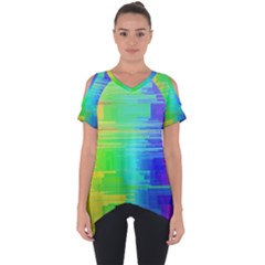 Colors Rainbow Chakras Style Cut Out Side Drop Tee by Celenk