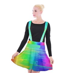 Colors Rainbow Chakras Style Suspender Skater Skirt by Celenk