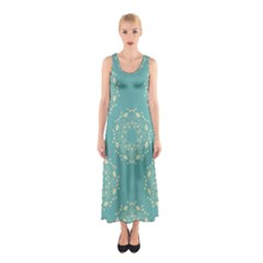 Floral Vintage Royal Frame Pattern Sleeveless Maxi Dress by Celenk