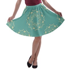 Floral Vintage Royal Frame Pattern A-line Skater Skirt by Celenk