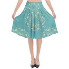 Floral Vintage Royal Frame Pattern Flared Midi Skirt by Celenk