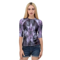 Fractal Flower Lavender Art Quarter Sleeve Raglan Tee