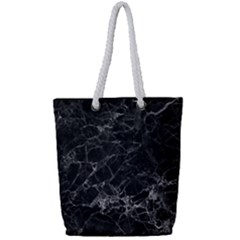 Black Texture Background Stone Full Print Rope Handle Bag (small) by Celenk