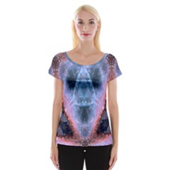 Sacred Geometry Mandelbrot Fractal Cap Sleeve Tops by Celenk