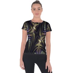 Fractal Braids Texture Pattern Short Sleeve Sports Top  by Celenk