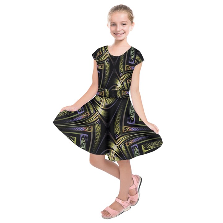 Fractal Braids Texture Pattern Kids  Short Sleeve Dress