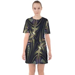 Fractal Braids Texture Pattern Sixties Short Sleeve Mini Dress by Celenk