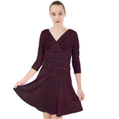 Grunge Brown Abstract Texture Quarter Sleeve Front Wrap Dress	 by Celenk