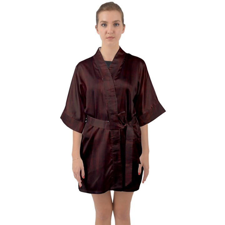 Grunge Brown Abstract Texture Quarter Sleeve Kimono Robe