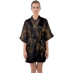 Beads Fractal Abstract Pattern Quarter Sleeve Kimono Robe by Celenk