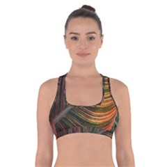 Leaf Colorful Nature Orange Season Cross Back Sports Bra by Celenk