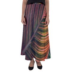 Leaf Colorful Nature Orange Season Flared Maxi Skirt by Celenk