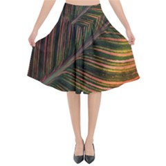 Leaf Colorful Nature Orange Season Flared Midi Skirt by Celenk