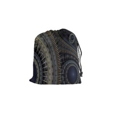 Fractal Spikes Gears Abstract Drawstring Pouches (small)  by Celenk