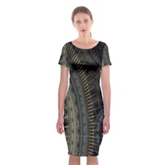 Fractal Spikes Gears Abstract Classic Short Sleeve Midi Dress by Celenk