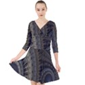 Fractal Spikes Gears Abstract Quarter Sleeve Front Wrap Dress	 View1