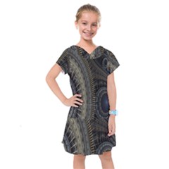 Fractal Spikes Gears Abstract Kids  Drop Waist Dress by Celenk