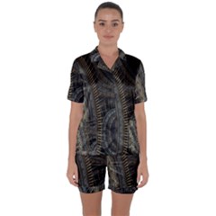 Fractal Spikes Gears Abstract Satin Short Sleeve Pyjamas Set by Celenk