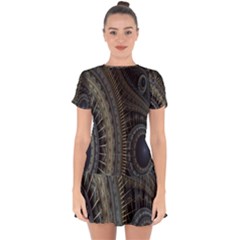 Fractal Spikes Gears Abstract Drop Hem Mini Chiffon Dress by Celenk