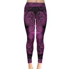 Fractal Magenta Pattern Geometry Leggings  by Celenk