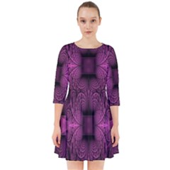 Fractal Magenta Pattern Geometry Smock Dress by Celenk