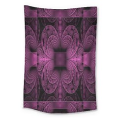 Fractal Magenta Pattern Geometry Large Tapestry by Celenk