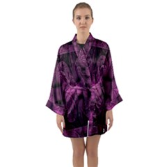 Fractal Magenta Pattern Geometry Long Sleeve Kimono Robe by Celenk