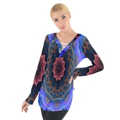 Cosmic Flower Kaleidoscope Art Tie Up Tee by Celenk