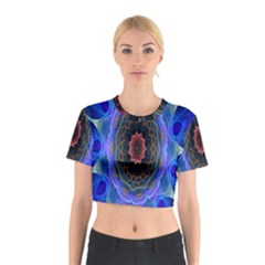 Cosmic Flower Kaleidoscope Art Cotton Crop Top by Celenk