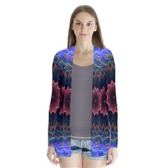 Cosmic Flower Kaleidoscope Art Drape Collar Cardigan by Celenk