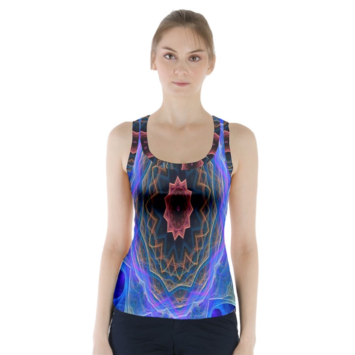 Cosmic Flower Kaleidoscope Art Racer Back Sports Top