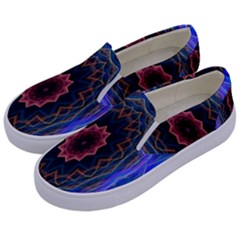 Cosmic Flower Kaleidoscope Art Kids  Canvas Slip Ons by Celenk