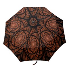 Fractal Red Brown Glass Fantasy Folding Umbrellas by Celenk