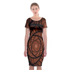 Fractal Red Brown Glass Fantasy Classic Short Sleeve Midi Dress by Celenk