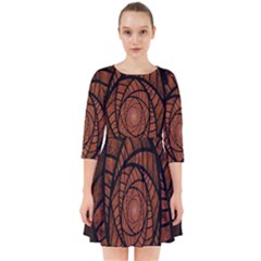 Fractal Red Brown Glass Fantasy Smock Dress by Celenk