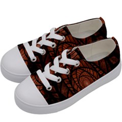 Fractal Red Brown Glass Fantasy Kids  Low Top Canvas Sneakers by Celenk