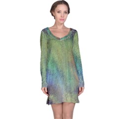 Frosted Glass Background Psychedelic Long Sleeve Nightdress by Celenk