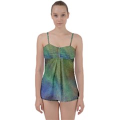 Frosted Glass Background Psychedelic Babydoll Tankini Set by Celenk