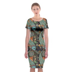 Pattern Background Fish Wallpaper Classic Short Sleeve Midi Dress by Celenk