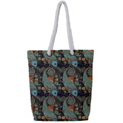 Pattern Background Fish Wallpaper Full Print Rope Handle Bag (small) by Celenk